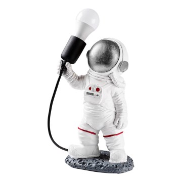 Lasten pöytävalaisin ASTRONAUT 1xE27/40W/230V hopea/valkoinen