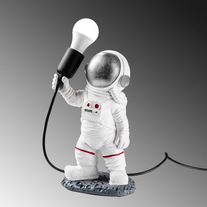 Lasten pöytävalaisin ASTRONAUT 1xE27/40W/230V hopea/valkoinen