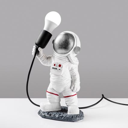 Lasten pöytävalaisin ASTRONAUT 1xE27/40W/230V hopea/valkoinen