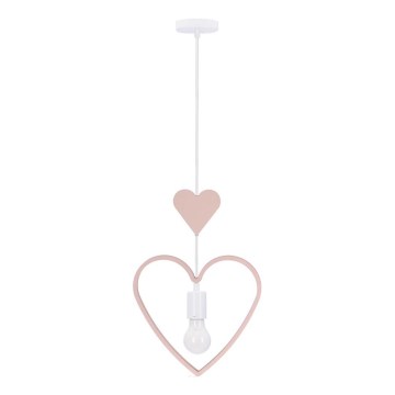 Lasten riippuvalaisin HEART 1xE27/20W/230V vaaleanpunainen/valkoinen