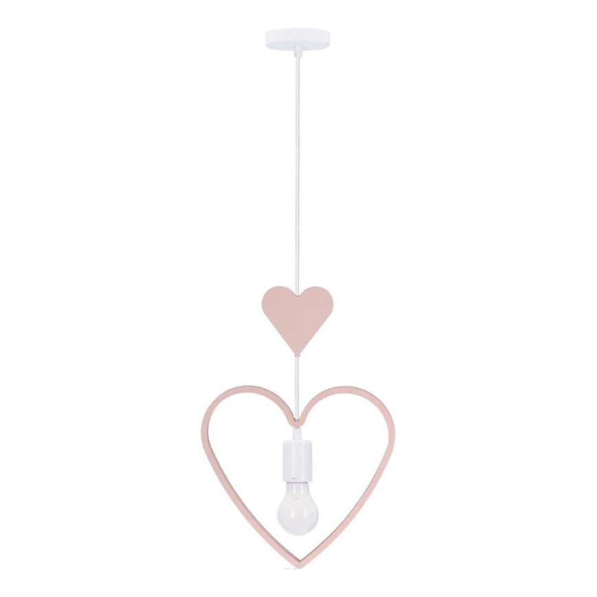 Lasten riippuvalaisin HEART 1xE27/20W/230V vaaleanpunainen/valkoinen