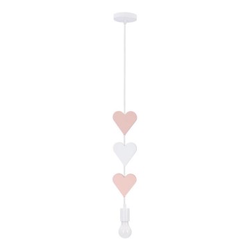 Lasten riippuvalaisin HEART 1xE27/20W/230V, vaaleanpunainen/valkoinen