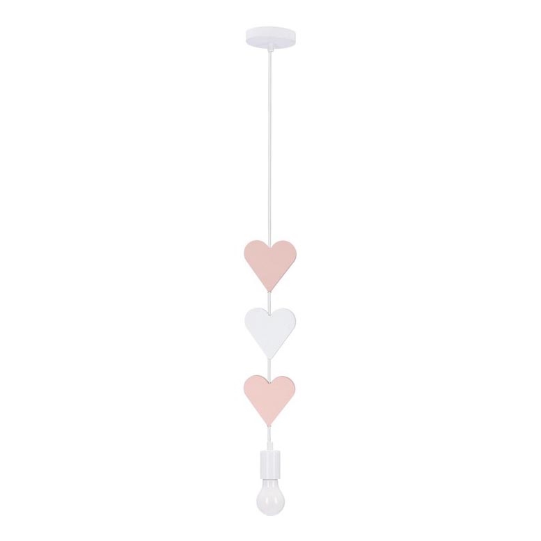 Lasten riippuvalaisin HEART 1xE27/20W/230V, vaaleanpunainen/valkoinen