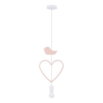 Lasten riippuvalaisin HEART, langallinen, 1xE27/20W/230V, vaaleanpunainen/valkoinen