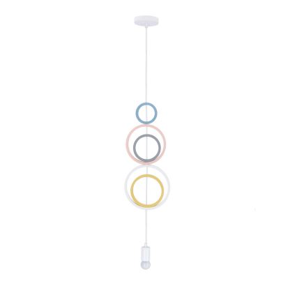 Lasten riippuvalaisin vaijerilla HOOPS 1xE27/20W/230V Ø 19 cm monivärinen