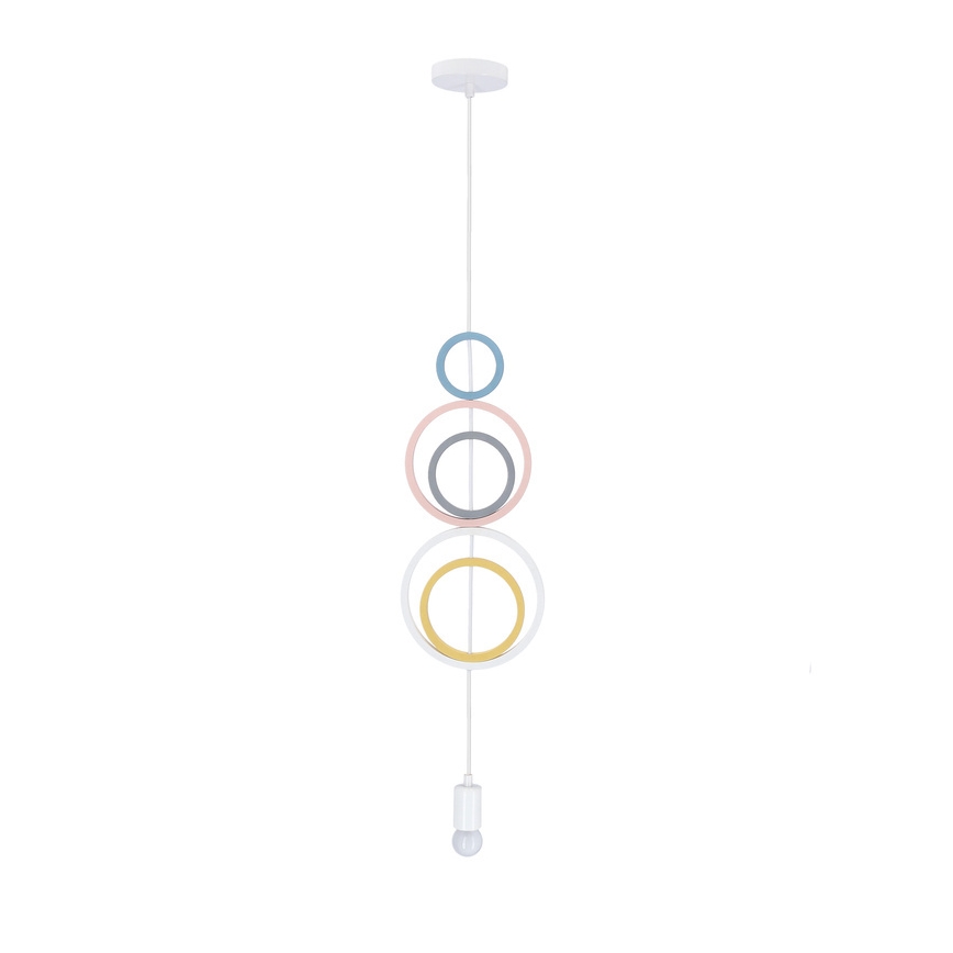 Lasten riippuvalaisin vaijerilla HOOPS 1xE27/20W/230V Ø 19 cm monivärinen