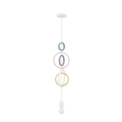 Lasten riippuvalaisin vaijerilla HOOPS 1xE27/20W/230V Ø 19 cm monivärinen