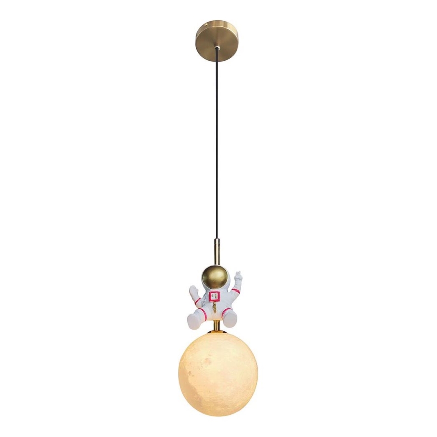Lasten riipuskattokruunu johdossa ASTRONAUT 1xE27/60W/230V halkaisija 15 cm kulta/beige