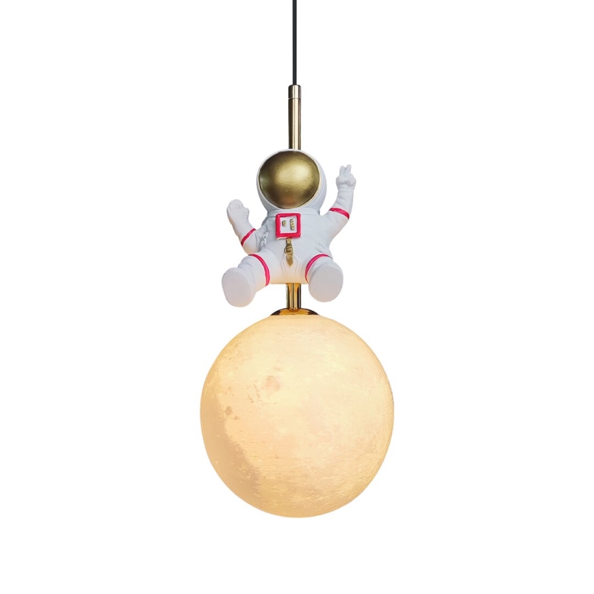 Lasten riipuskattokruunu johdossa ASTRONAUT 1xE27/60W/230V halkaisija 15 cm kulta/beige