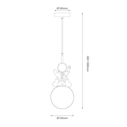 Lasten riipuskattokruunu johdossa ASTRONAUT 1xE27/60W/230V halkaisija 15 cm kulta/beige