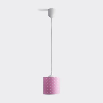 Lasten riipuskattokruunu johdossa DOTS 1xE27/15W/230V halkaisija 15 cm vaaleanpunainen