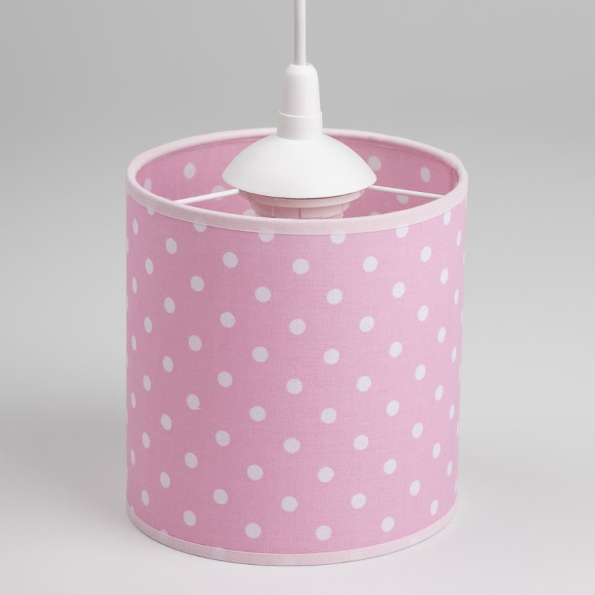 Lasten riipuskattokruunu johdossa DOTS 1xE27/15W/230V halkaisija 15 cm vaaleanpunainen