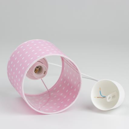Lasten riipuskattokruunu johdossa DOTS 1xE27/15W/230V halkaisija 15 cm vaaleanpunainen