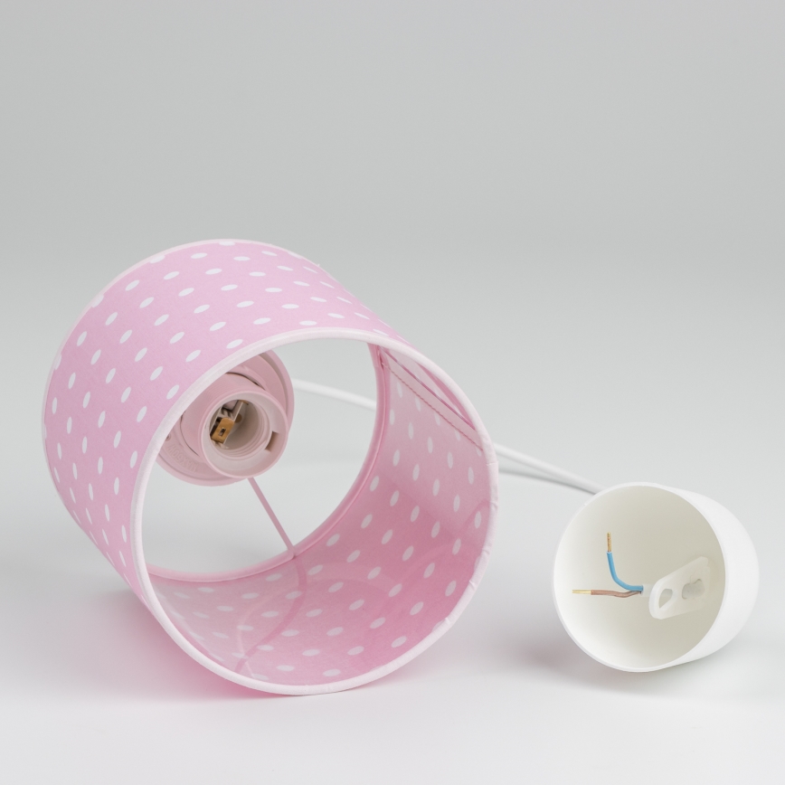 Lasten riipuskattokruunu johdossa DOTS 1xE27/15W/230V halkaisija 15 cm vaaleanpunainen