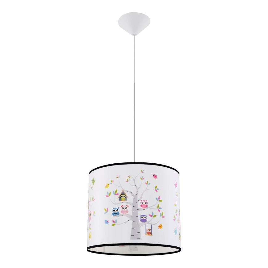 Lasten riipuskattokruunu johdossa OWLS 1xE27/15W/230V halkaisija 30 cm pöllöt