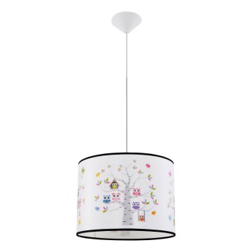 Lasten riipuskattokruunu johdossa OWLS 1xE27/15W/230V halkaisija 40 cm pöllöt