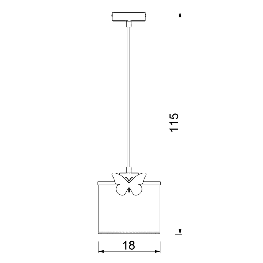 Lasten riipuskattokruunu johdossa SWEET 1xE27/15W/230V valkoinen/perhonen