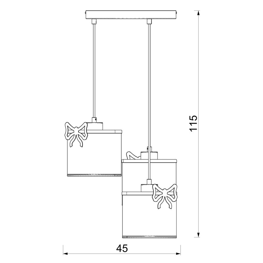 Lasten riipuskattokruunu johdossa SWEET 3xE27/15W/230V valkoinen/vaaleanpunainen/perhonen