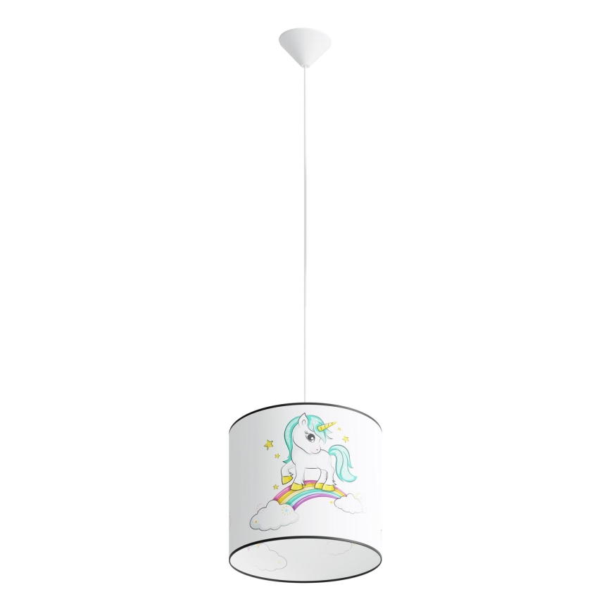 Lasten riipuskattokruunu johdossa UNICORN 1xE27/15W/230V halkaisija 30 cm yksisarvinen