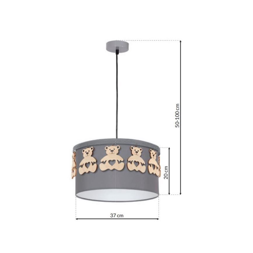 Lasten riipuskattokruunu narulla BEAR 1xE27/60W/230V