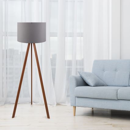 Lattialamppu AYD 1xE27/60W/230V harmaa/ruskea
