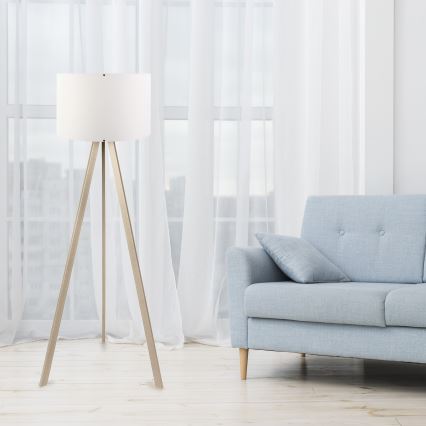 Lattialamppu AYD 1xE27/60W/230V valkoinen/beige