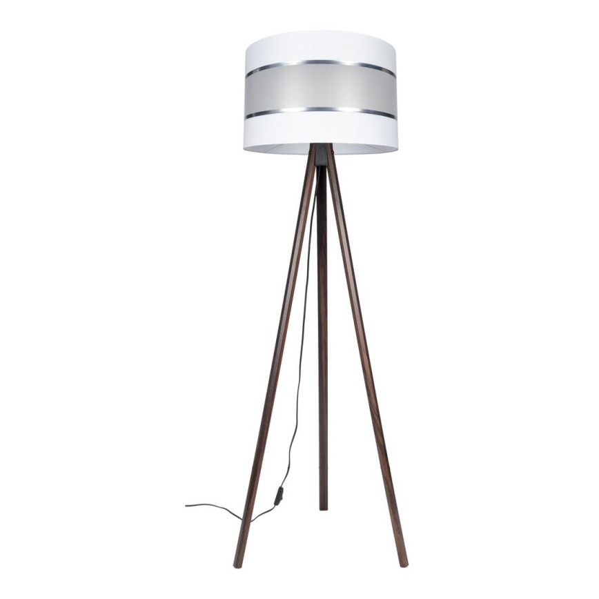 Lattialamppu CORAL 1xE27/60W/230V ruskea/valkoinen/mattakromi