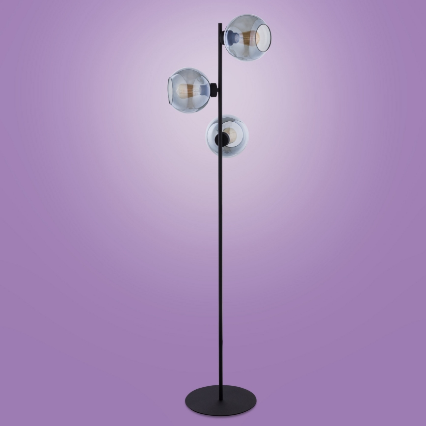 Lattialamppu CUBUS 3xE27/60W/230V musta