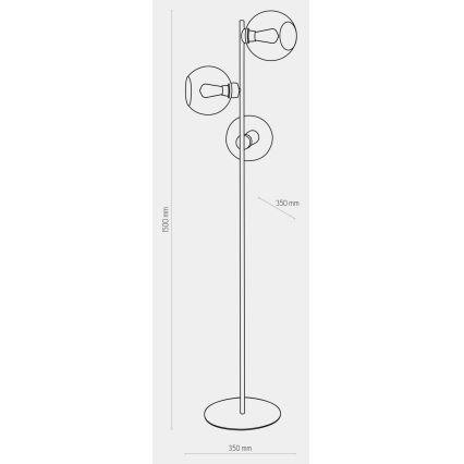 Lattialamppu CUBUS 3xE27/60W/230V musta