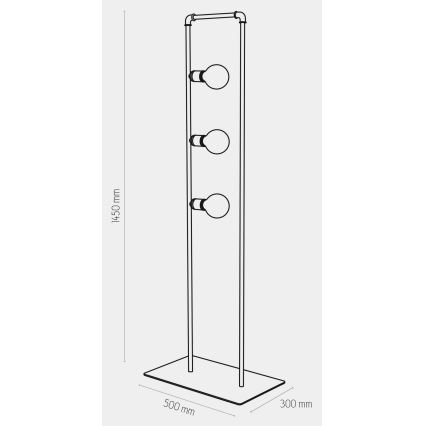 Lattialamppu HYDRIA 3xE27/60W/230V musta