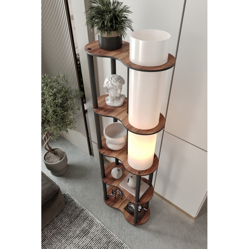 Lattialamppu hyllyillä NOTO 1xE27/40W/230V ruskea/musta