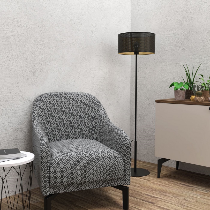 Lattialamppu LOFT SHADE 1xE27/60W/230V musta/kulta