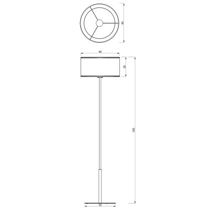 Lattialamppu LOFT SHADE 1xE27/60W/230V musta/kulta