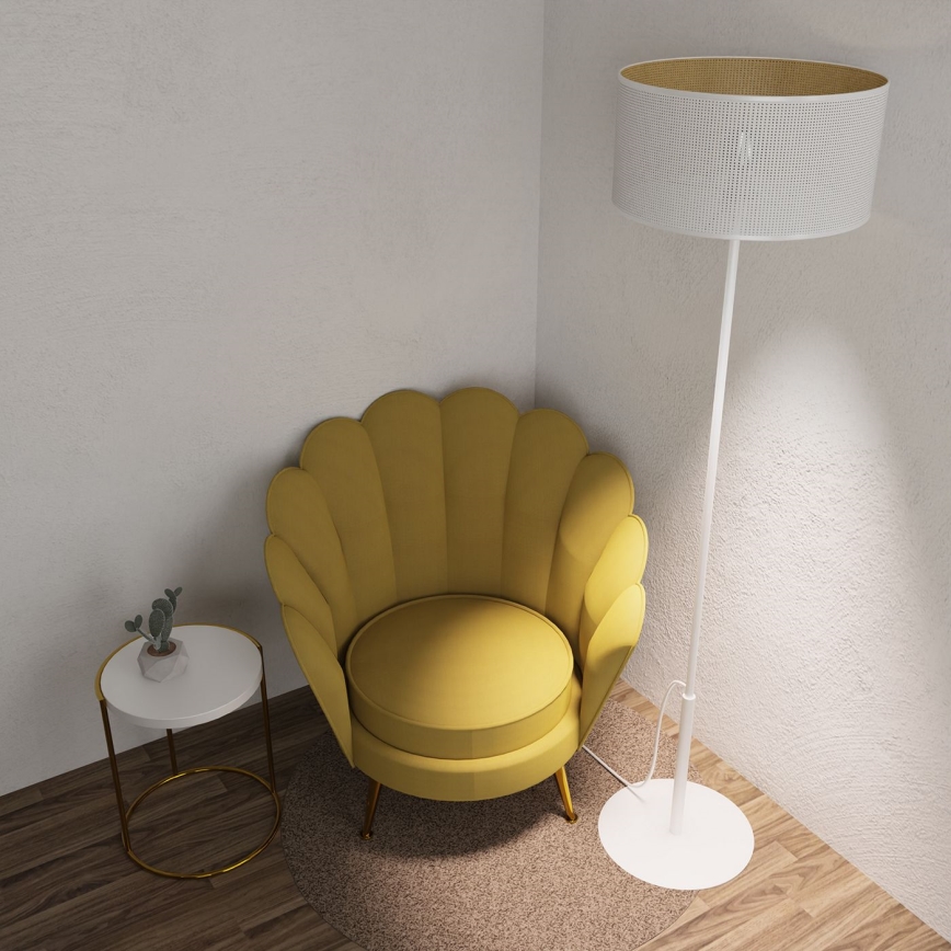 Lattialamppu LOFT SHADE 1xE27/60W/230V valkoinen/kulta