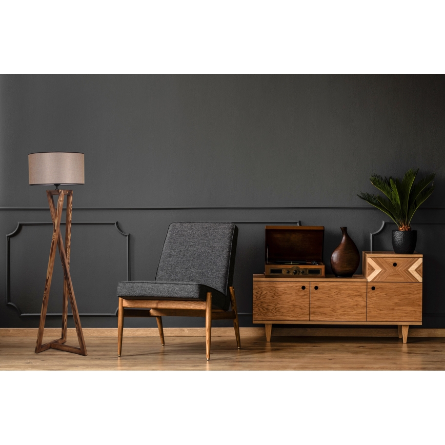 Lattialamppu MACKA 1xE27/60W/230V beige/ruskea