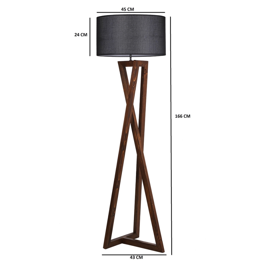 Lattialamppu MACKA 1xE27/60W/230V musta/ruskea