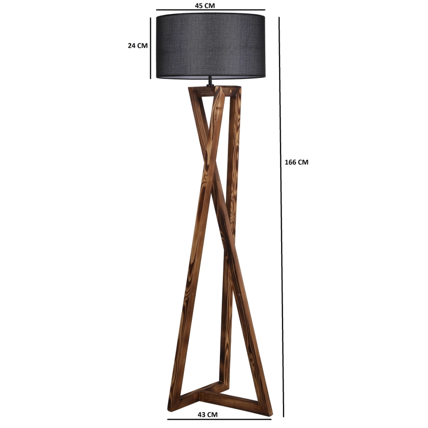 Lattialamppu MACKA 1xE27/60W/230V musta/ruskea