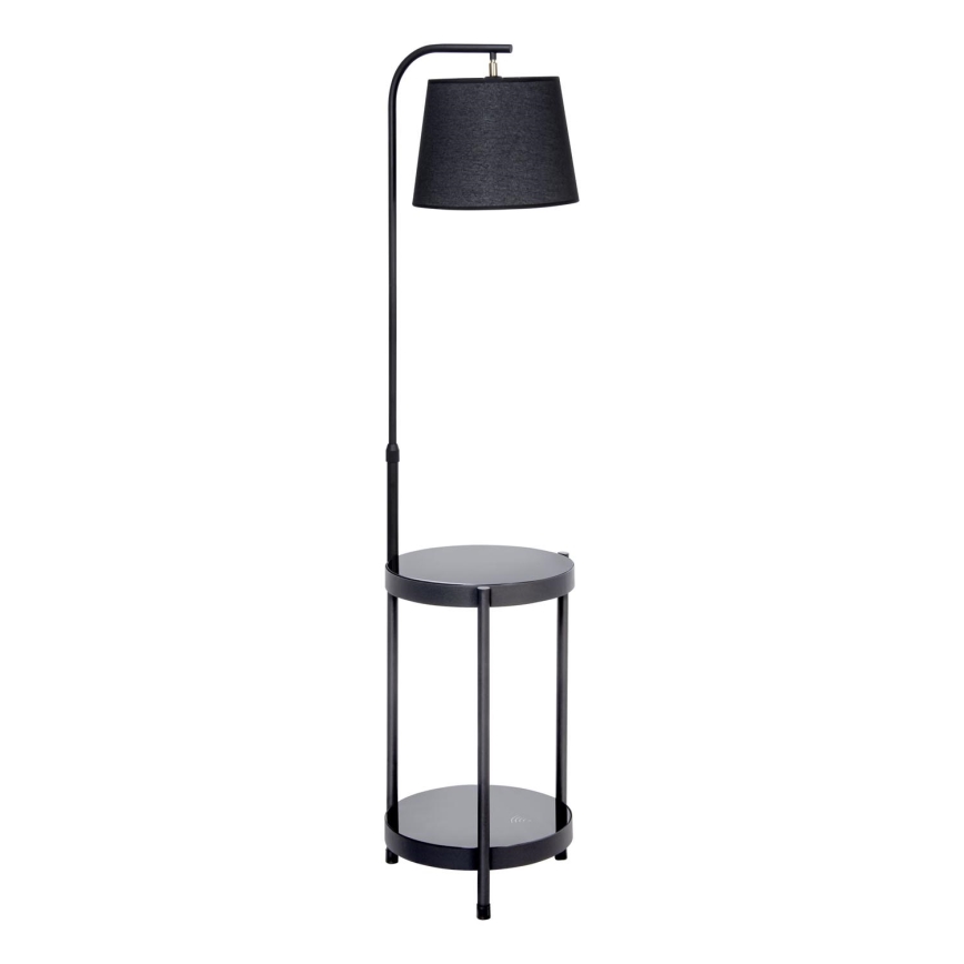Lattialamppu pöydällä 1xE27/60W/230V USB musta