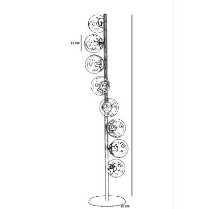 Lattialamppu SIMAY 8xE27/40W/230V kulta/valkoinen