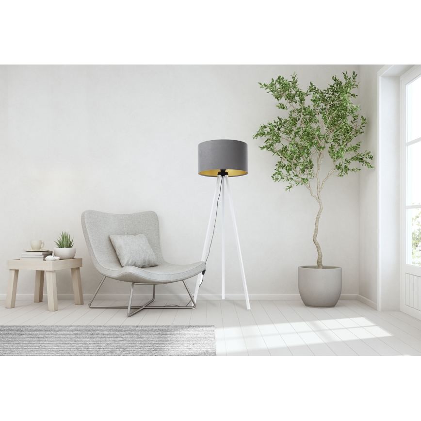 Lattialamppu STANDART 1xE27/60W/230V harmaa/valkoinen