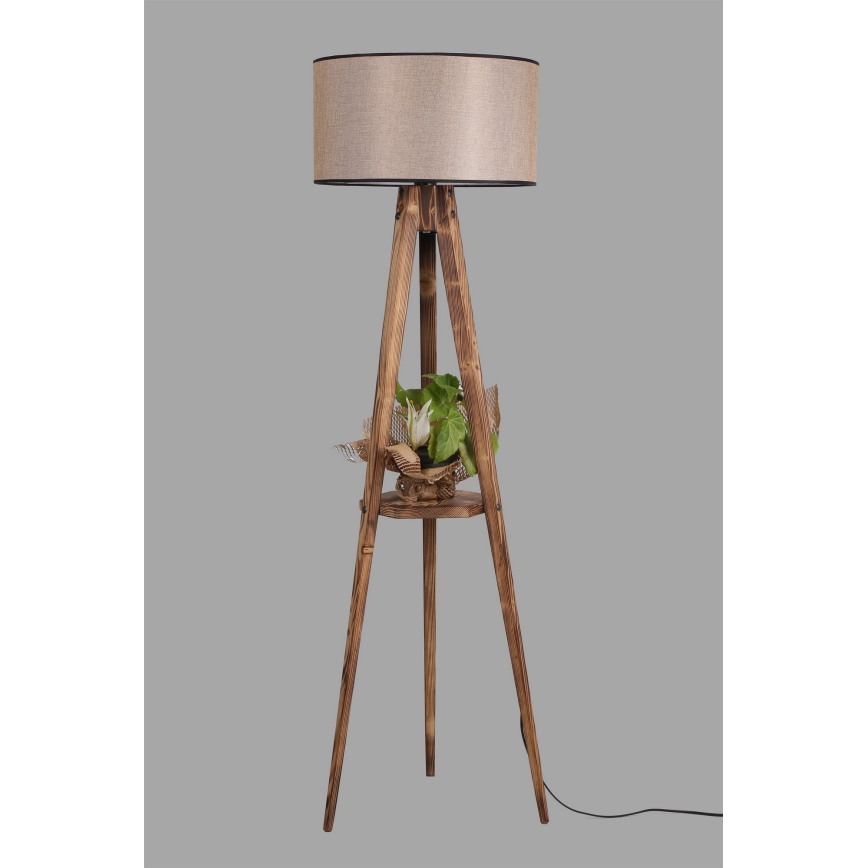 Lattialamppu TRIPOD 1xE27/60W/230V beige/ruskea