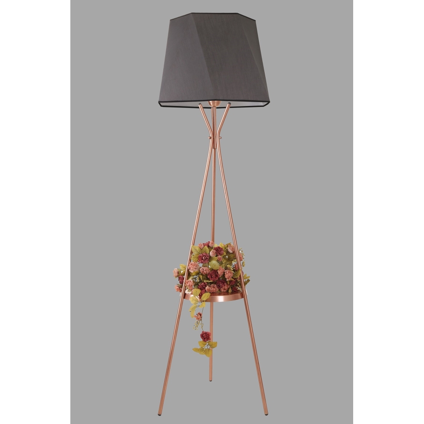 Lattialamppu VENEDIK 1xE27/60W/230V harmaa/kupari