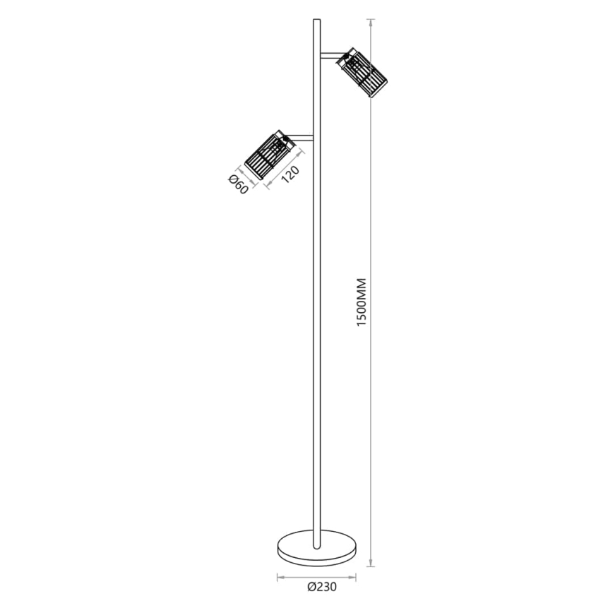 Lattialamppu VERTICAL 2xGU10/8W/230V musta