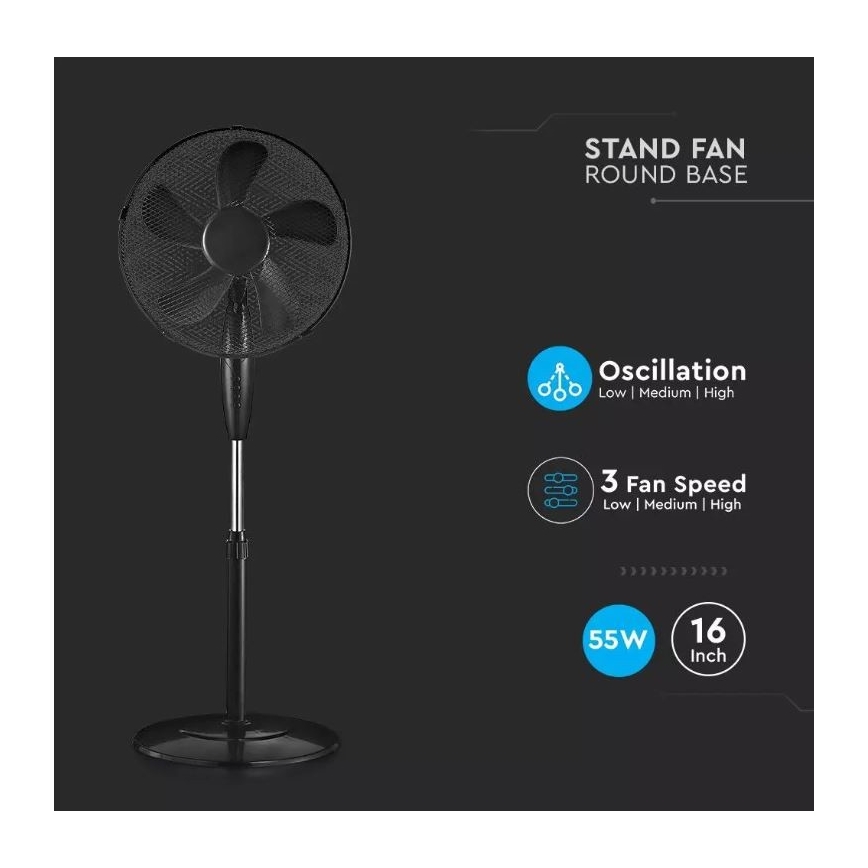 Lattiatuuletin 55W 43cm musta