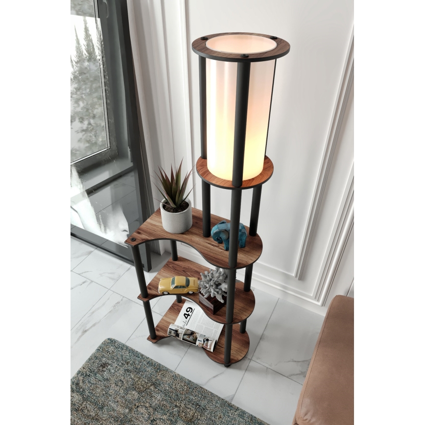 Lattiavalaisin hyllyillä 1xE27/40W/230V 140 cm musta/ruskea