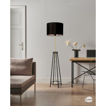Lattiavalaisin TEGOLA 1xE27/60W/230V musta/kulta