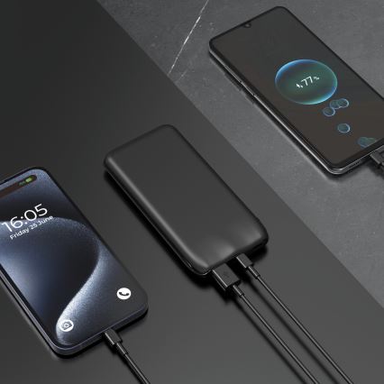 Laturi 10000 mAh 10W Power Delivery 2xUSB-C + 1xUSB-A musta
