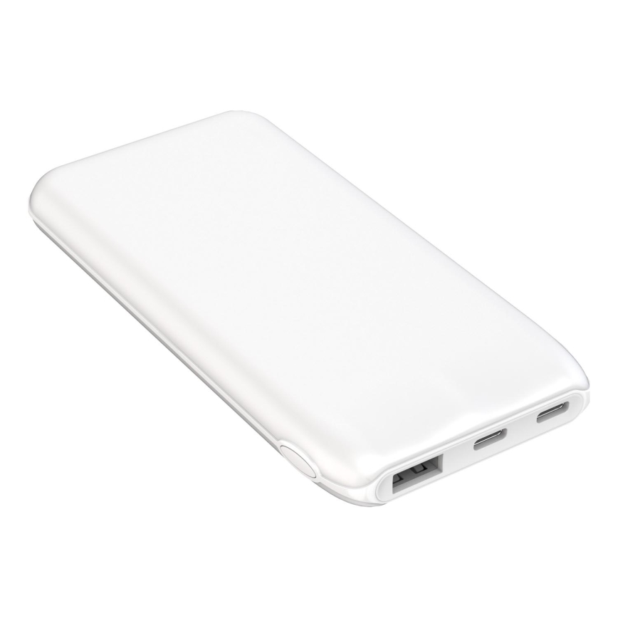 Laturi 10000 mAh 10W Power Delivery 2xUSB-C + 1xUSB-A valkoinen