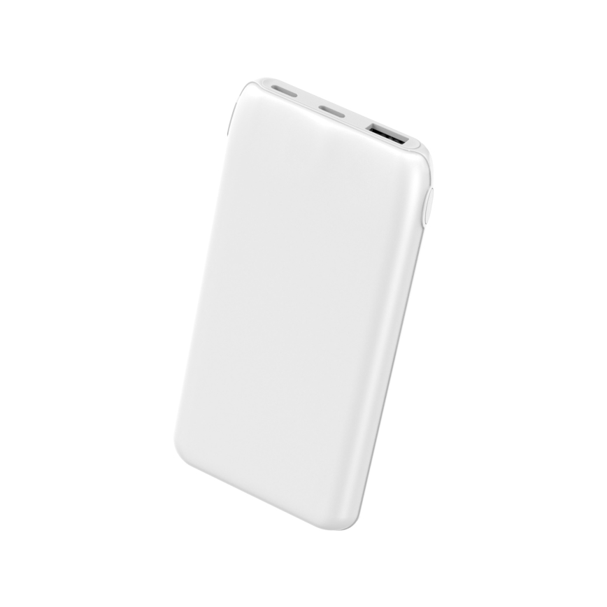 Laturi 10000 mAh 10W Power Delivery 2xUSB-C + 1xUSB-A valkoinen