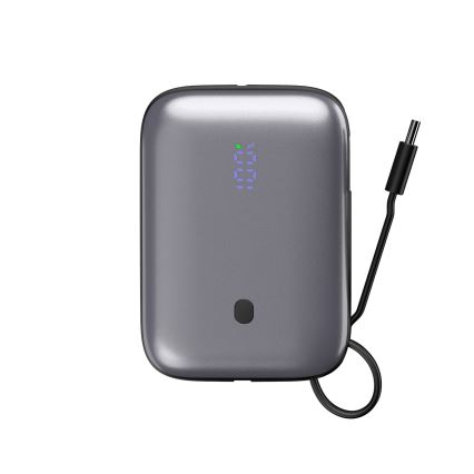 Laturi 10000 mAh 20W Power Delivery Compact sisäänrakennetulla sisäänvedettävällä USB-C-kaapelilla 1m musta